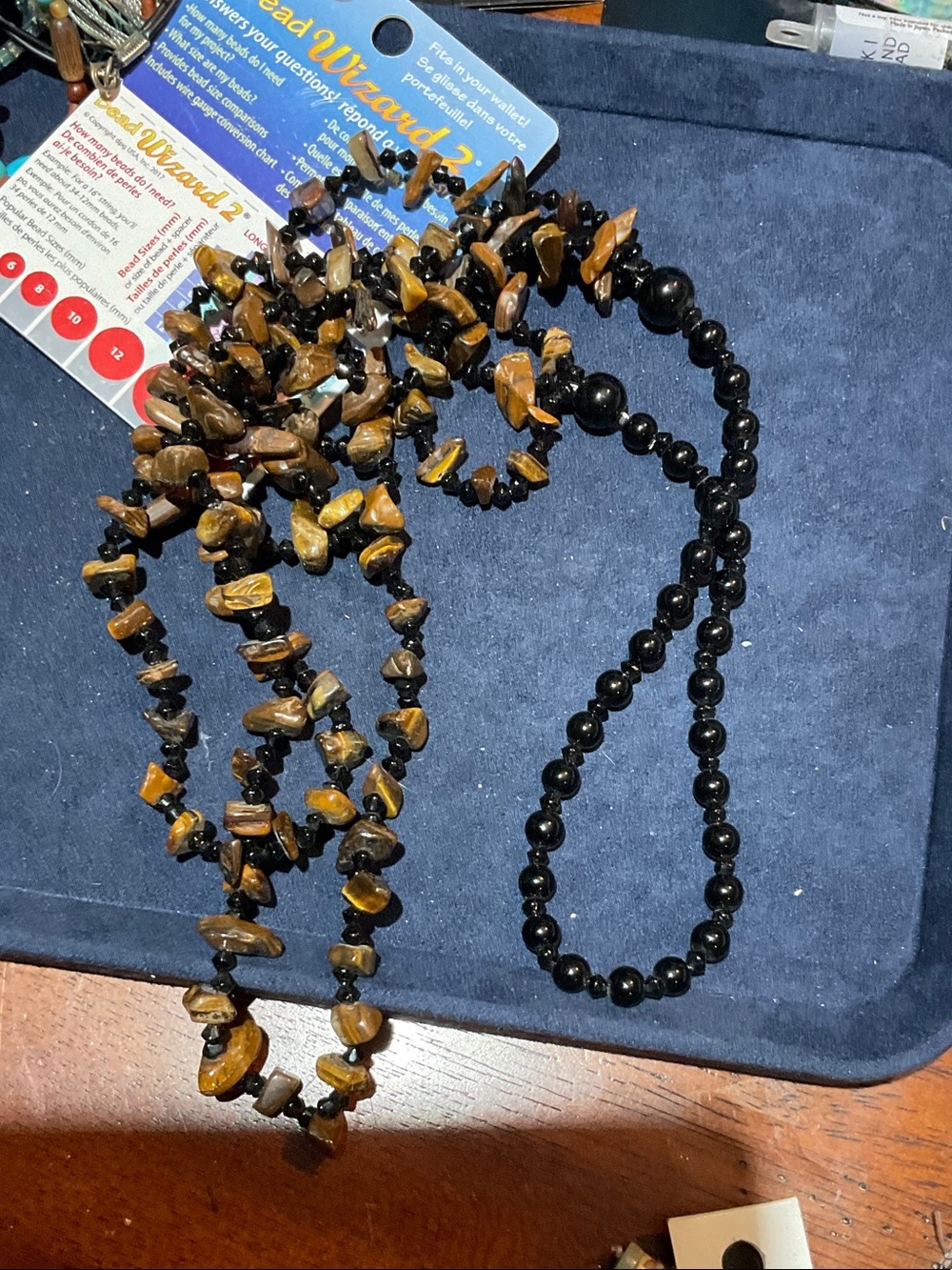 Tiger Eye and Black Bead Women's Necklace